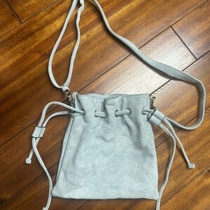Elegant Gray Drawstring Shoulder Bag